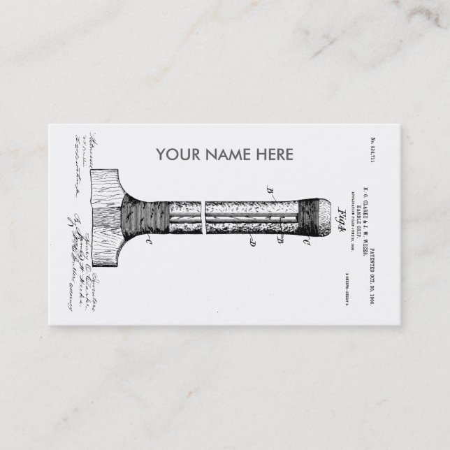 CRICKET BAT PATENT - CIRCA 1906 BUSINESS CARD (Front)