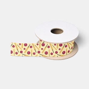 Cricket Bats and Balls Pattern Satin Ribbon