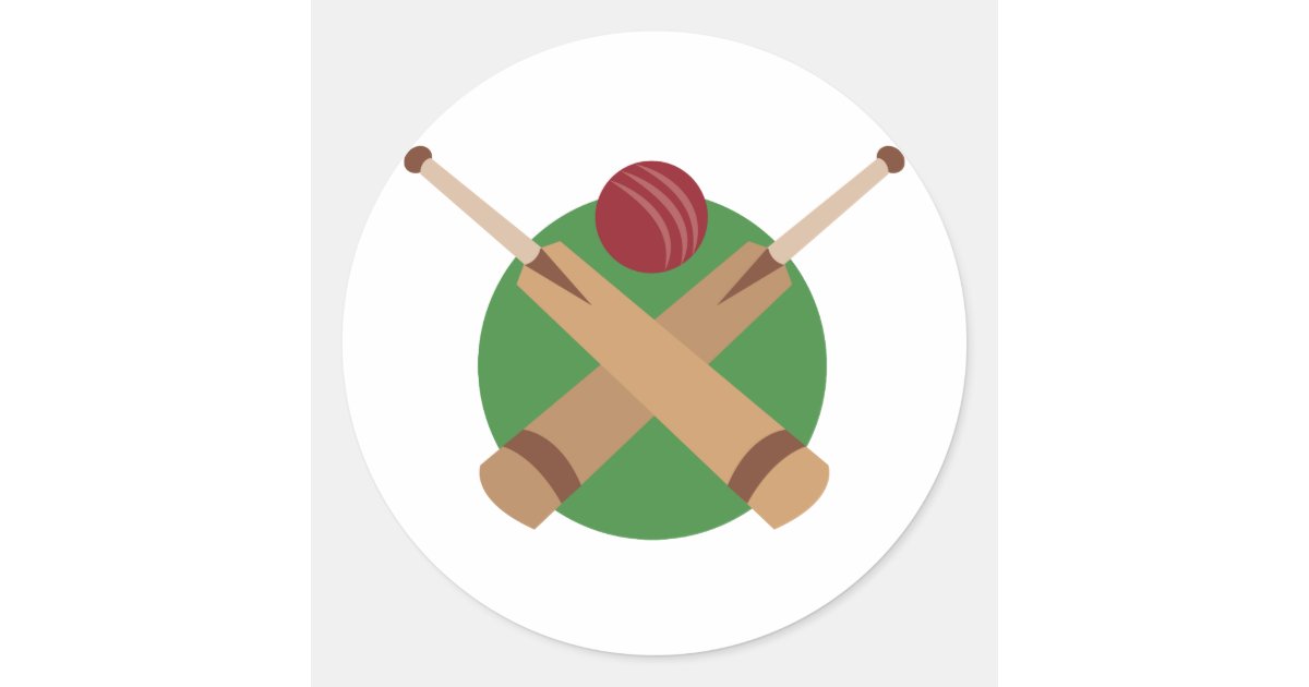 Cricket Bats Classic Round Sticker | Zazzle
