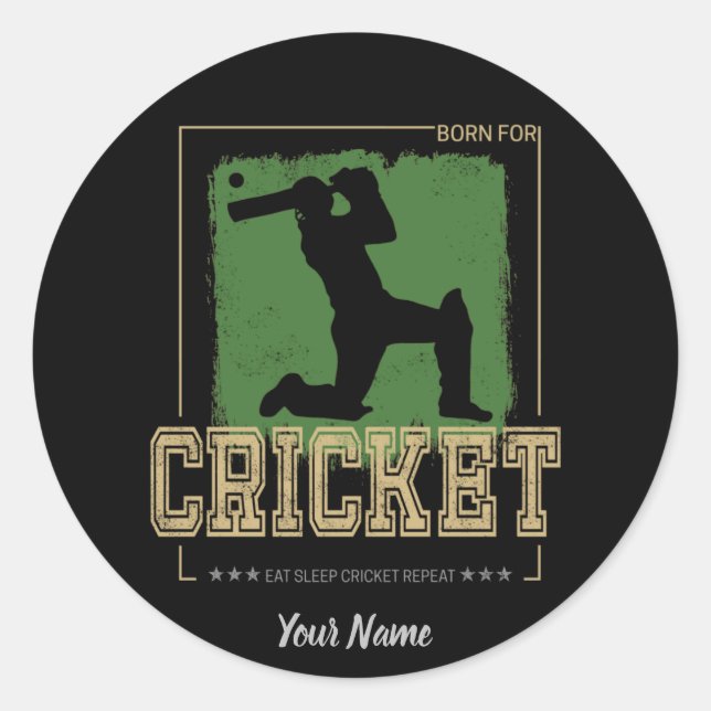 Cricket Batsman Vintage Pitcher Player Coach Classic Round Sticker (Front)