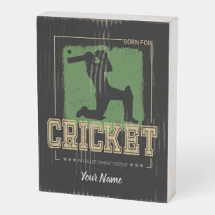 Cricket Batsman Vintage Pitcher Player Coach Wooden Box Sign