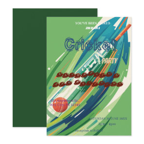 Cricket Birthday Party Sports Invitation