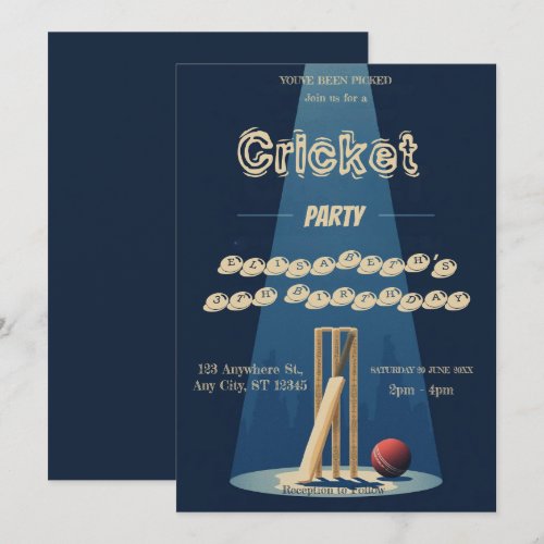 Cricket Birthday Party Sports Invitation
