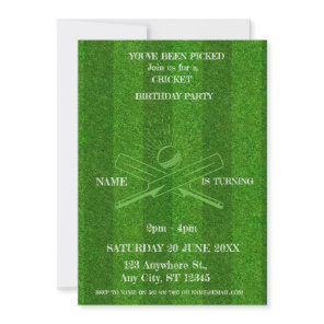 Cricket Birthday Party Sports Invitation