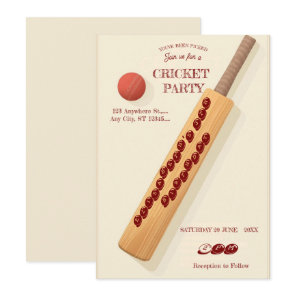 Cricket Birthday Party Sports Invitation