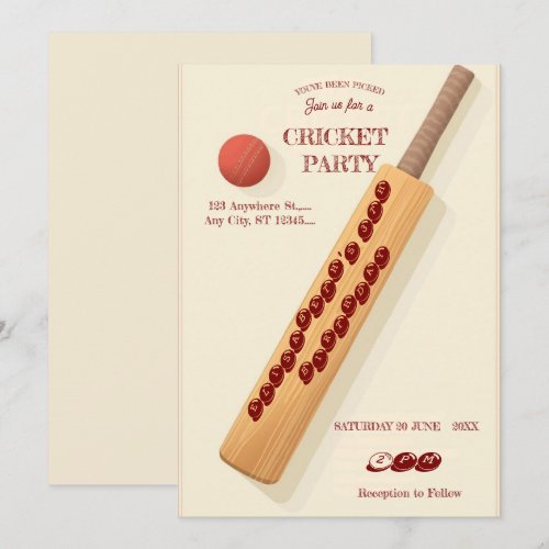 Cricket Birthday Party Sports Invitation