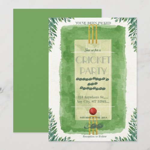 Cricket Birthday Party Sports Invitation