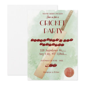 Cricket Birthday Party Sports Invitation
