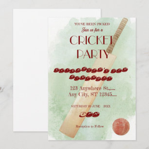Cricket Birthday Party Sports Invitation