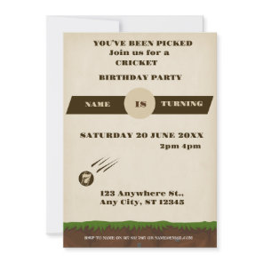 Cricket Birthday Party Sports Invitation