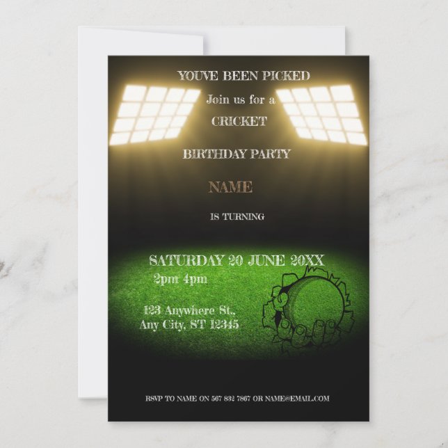 Cricket Birthday Party Sports Invitation (Front)