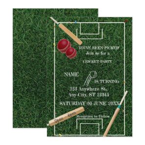 Cricket Birthday Party Sports Invitation