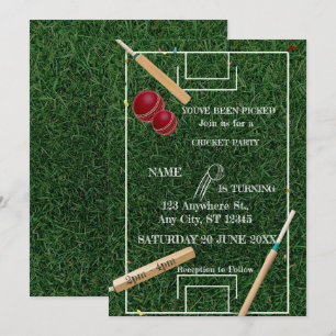 Cricket Birthday Party Sports Invitation