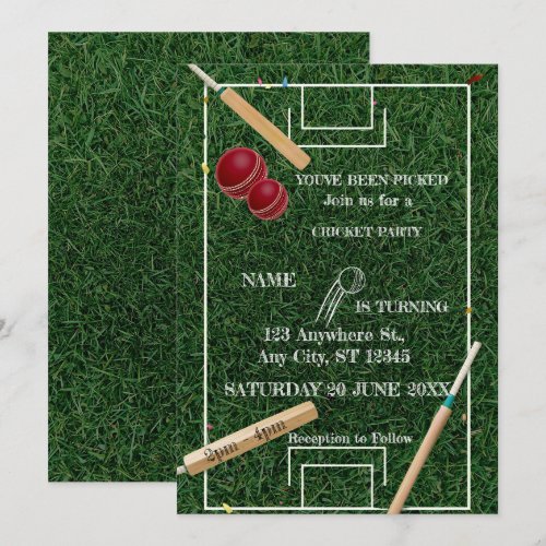 Cricket Birthday Party Sports Invitation