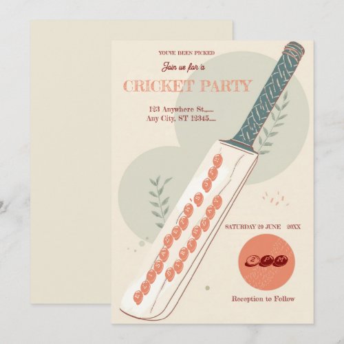 Cricket Birthday Party Sports Invitation