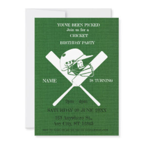 Cricket Birthday Party Sports Invitation