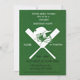 Cricket Birthday Party Sports Invitation 