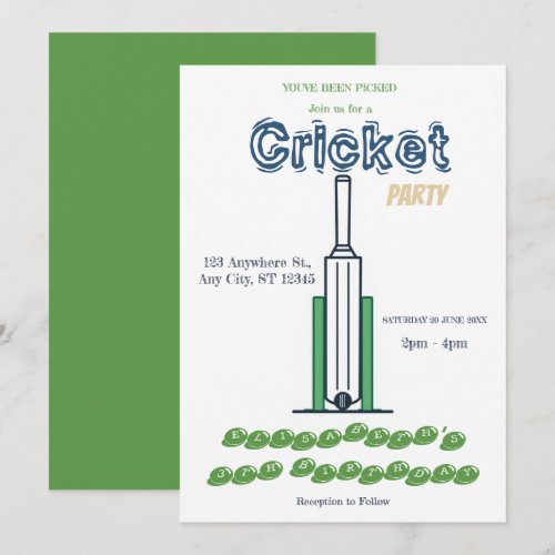 Cricket Birthday Party Sports Invitation