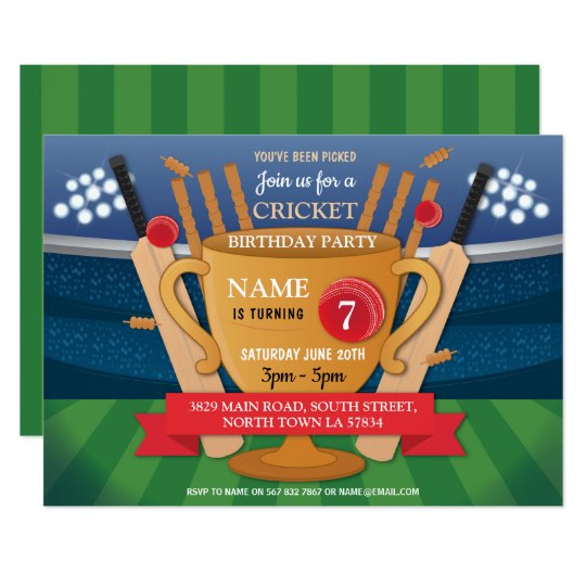 Cricket Themed Birthday Party Invitations 4