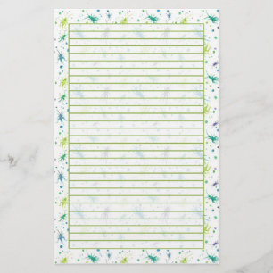 Cricket Bugs Watercolor Insects Green Lined Stationery