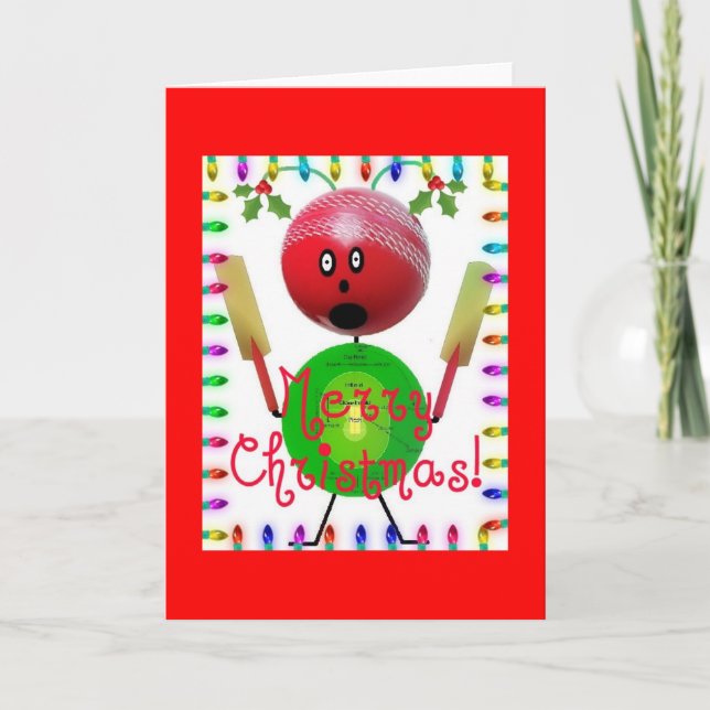 Cricket Christmas Cartoon Holiday Card (Front)