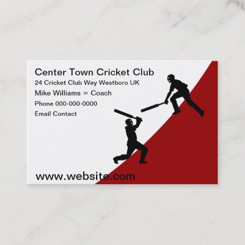 Cricket Club Modern Simple Business Cards
