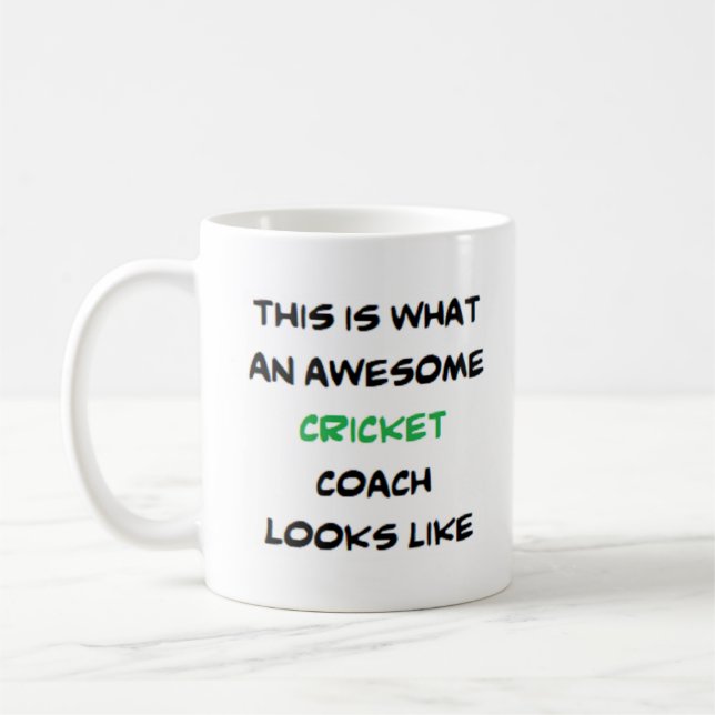 cricket coach, awesome coffee mug (Left)