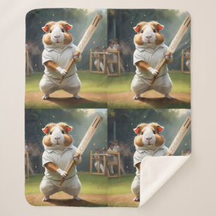 Cricket Craze: The Guinea Pigs Big Match Sherpa Blanket