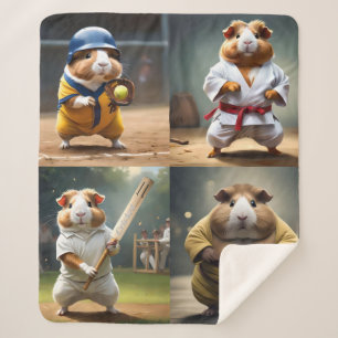 Cricket Craze: The Guinea Pigs Big Match Sherpa Blanket