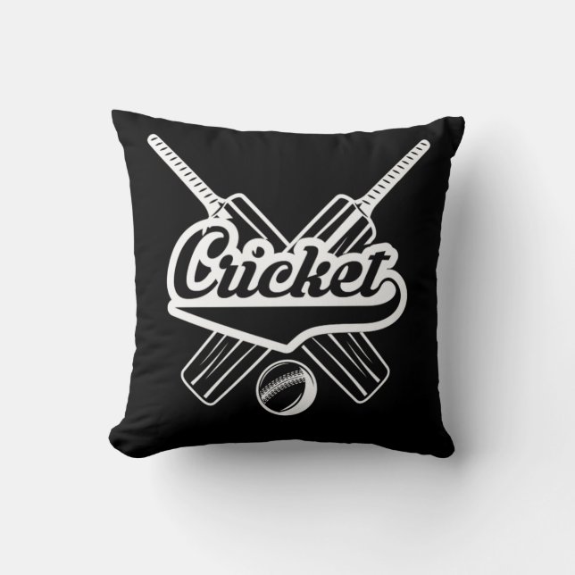 Cricket Cricketer Throw Pillow (Front)