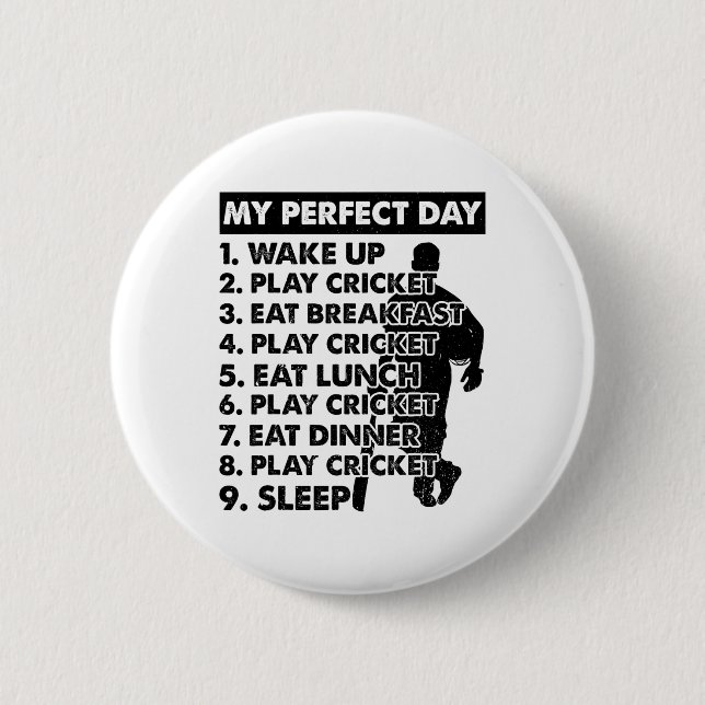 Cricket Day Plan Cricket Player  Button (Front)