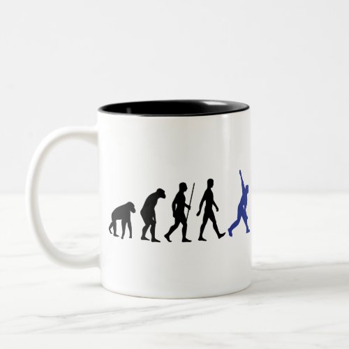 Cricket Evolution Bowler Batsman Player Fans Two_Tone Coffee Mug