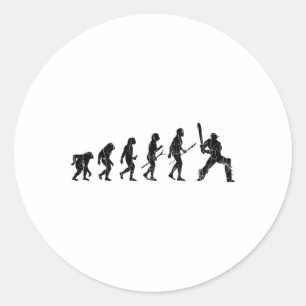 Cricket Evolution Funny Graphic For Player  Classic Round Sticker