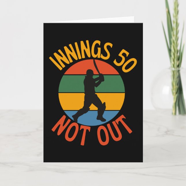 Cricket Fan 50 Year Old Birthday Not Out Card (Front)