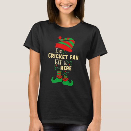 Cricket Fan Elf Christmas Matching Family Christma T_Shirt