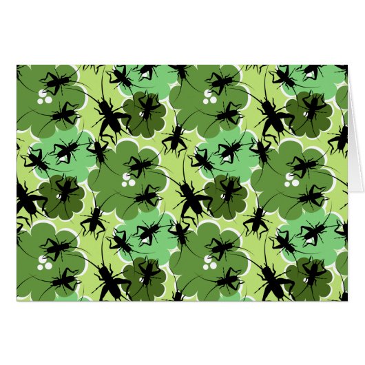 Cricket Floral Pattern Green + Black Cards (Front Horizontal)