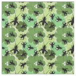 Cricket Floral Pattern Green + Black Fabric