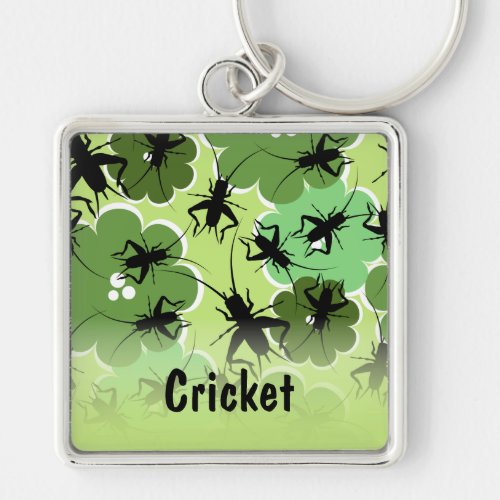 Cricket Floral Pattern Green  Black Keychain