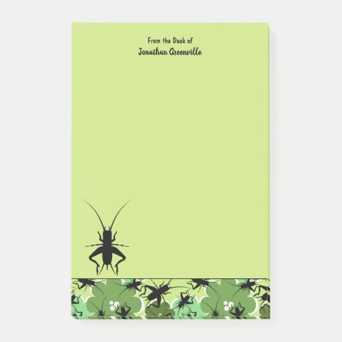 Cricket Floral Pattern Green Black Personalized Post_it Notes
