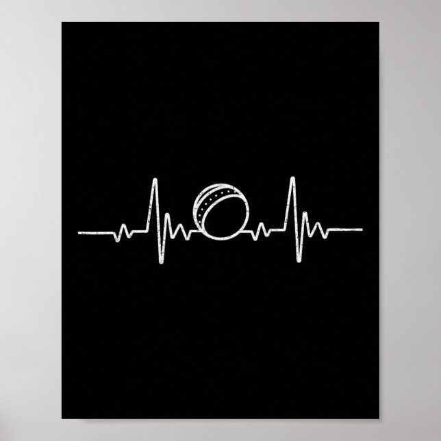 Cricket Funny Heartbeat For Cricket Player Ll Love Poster (Front)