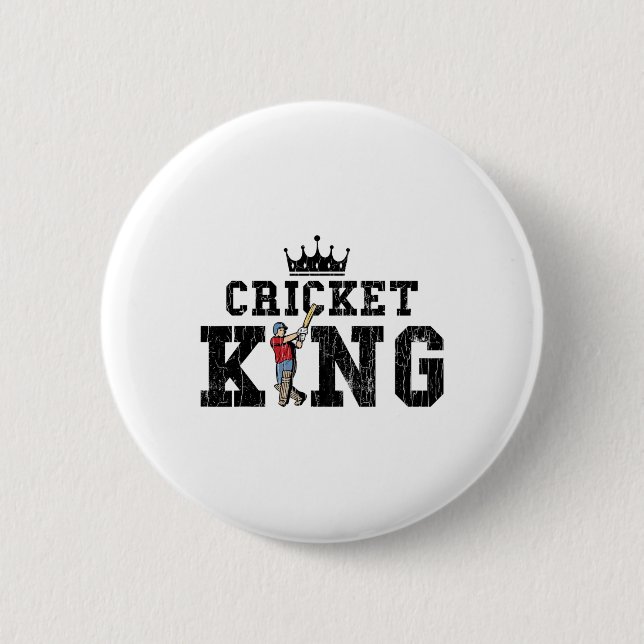 Cricket Funny King Graphic For Player  Button (Front)