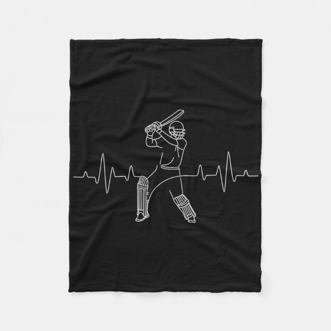 Cricket Game Heartbeat - Tsman Cricketer Bowler Tt Fleece Blanket (Front)