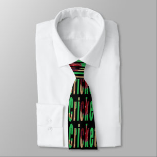 Cricket Game Logo, Unisex Black Silky Tie. Neck Tie