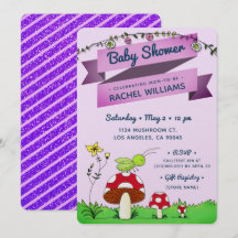 Cricket Garden Sparkle Purple Baby Shower Card