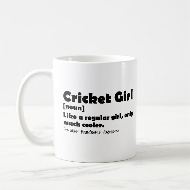 Cricket Girl Funny Definition Cricket Lover Coffee Mug (Left)