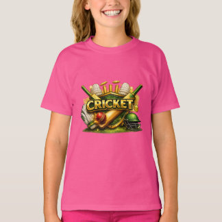 Cricket Gold Emblem Sport Inspired Girls Tee