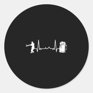 Cricket - Heartbeat Ekg Cricketer Tsman Cricket Classic Round Sticker