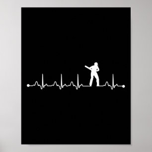 Cricket Heartbeat Ekg Pulse For Cricket Player Poster