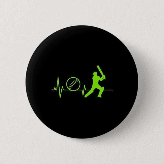 Cricket Heartbeat Tee Pulse Tsman Design For Playe Button (Front)