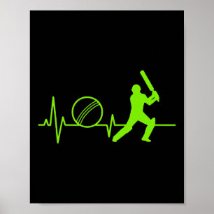 Cricket Heartbeat Tee Pulse Tsman Design For Playe Poster